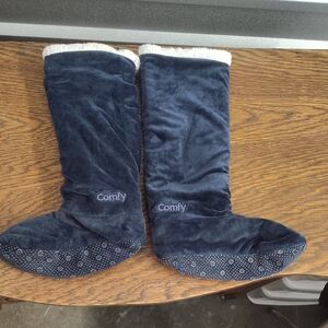 Comfy Blue Fleece Slipper Socks